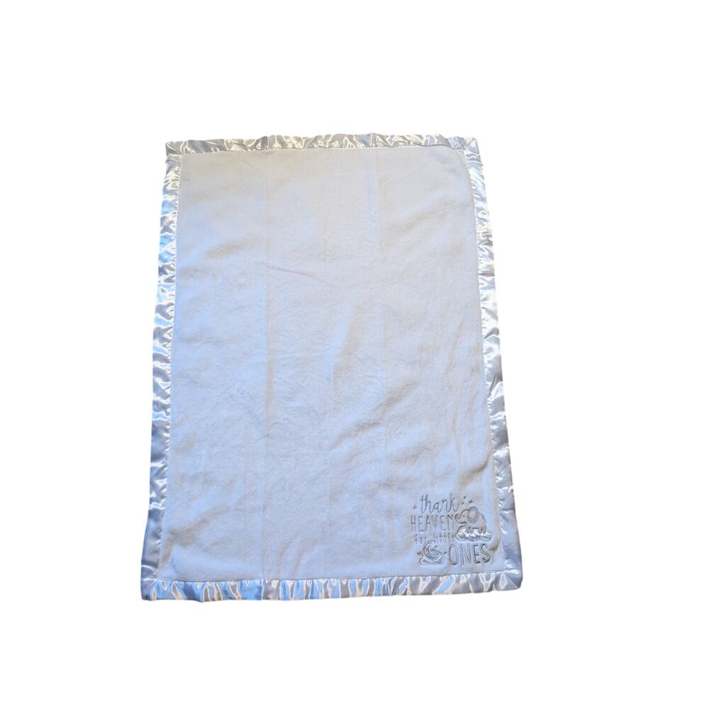 Baby Essentials Thank Heaven For Little Ones White Satin Trim Blanket 40x30"